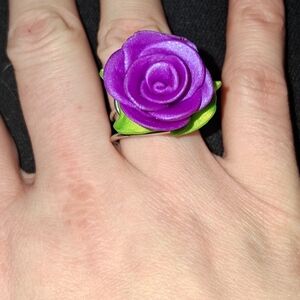 Handmade Purple Rose Ring